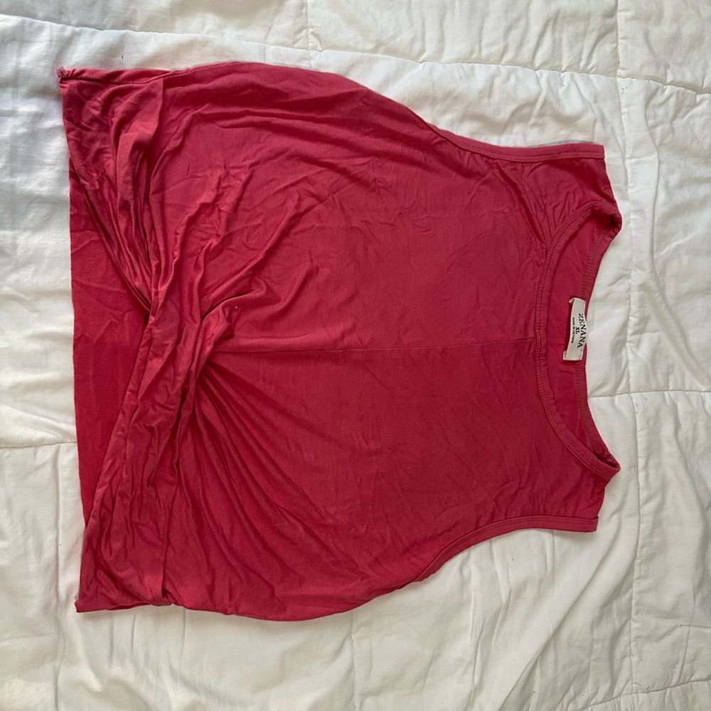Women's Cropped Rose Pink Sleeveless Top